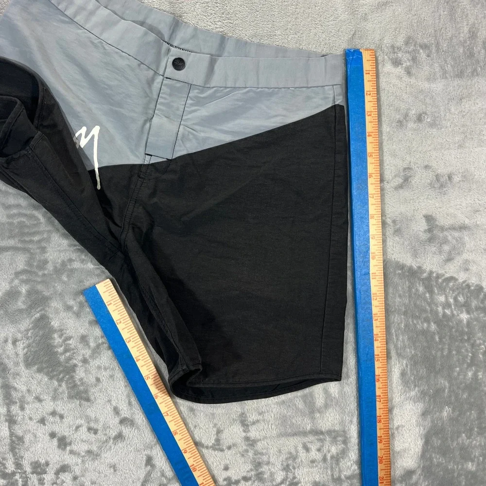Stussy Board Shorts Mens Size 30 Grey Black Colorblock Logo Swim Trunks Beach